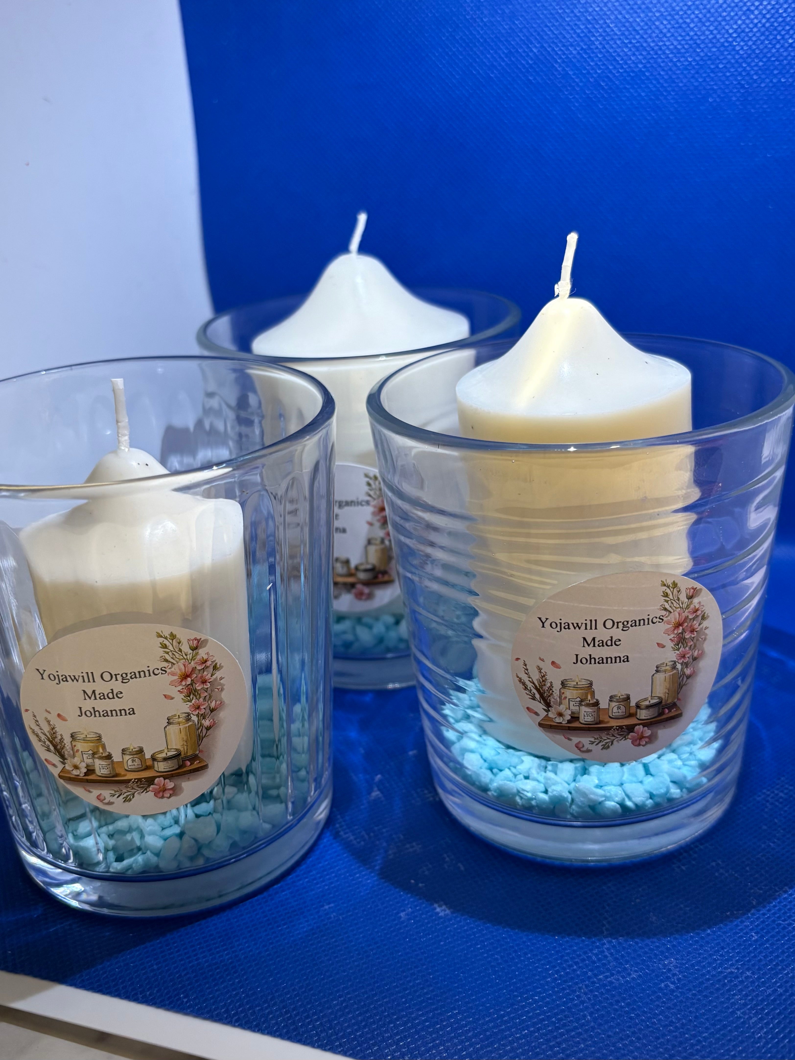Yojawill Organic Set of 3 White Soy Candles Small Medium Large