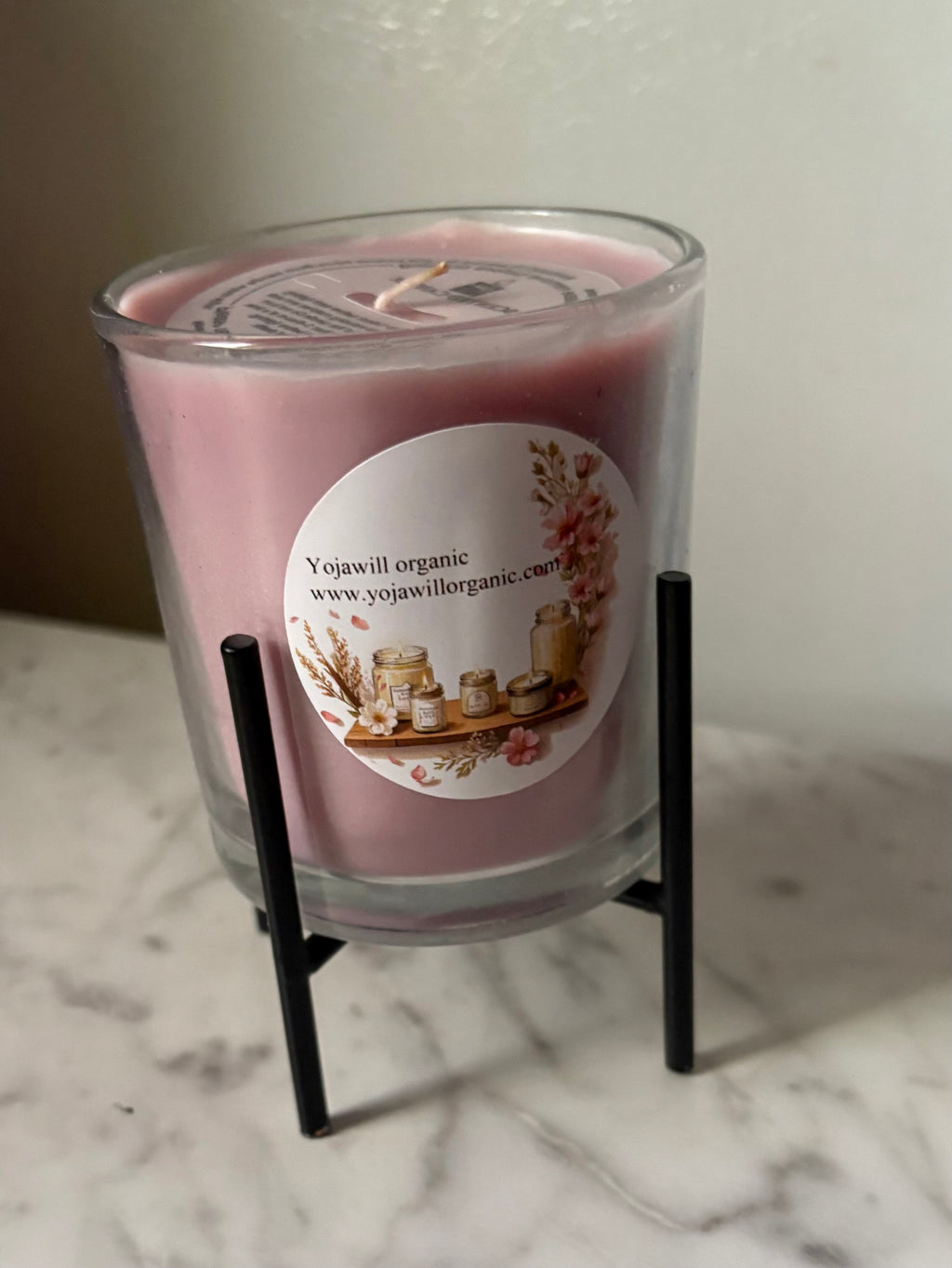 Yojawill Organic Glass Cup Candle with Stand — Hand Poured