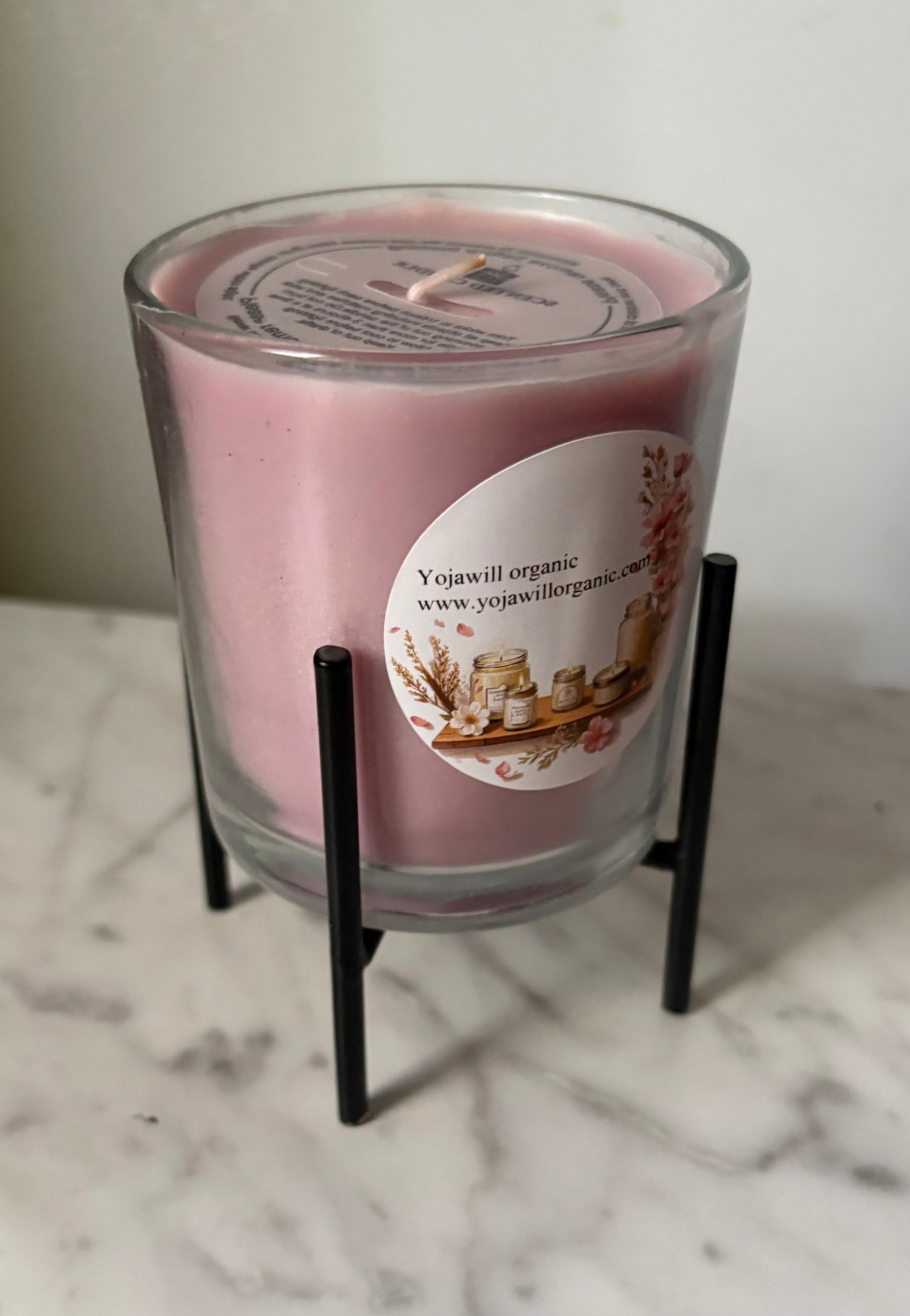 Yojawill Organic Glass Cup Candle with Stand — Hand Poured