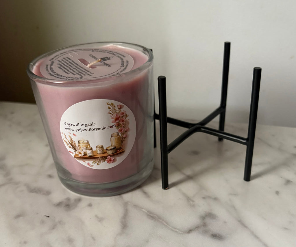 Yojawill Organic Glass Cup Candle with Stand — Hand Poured