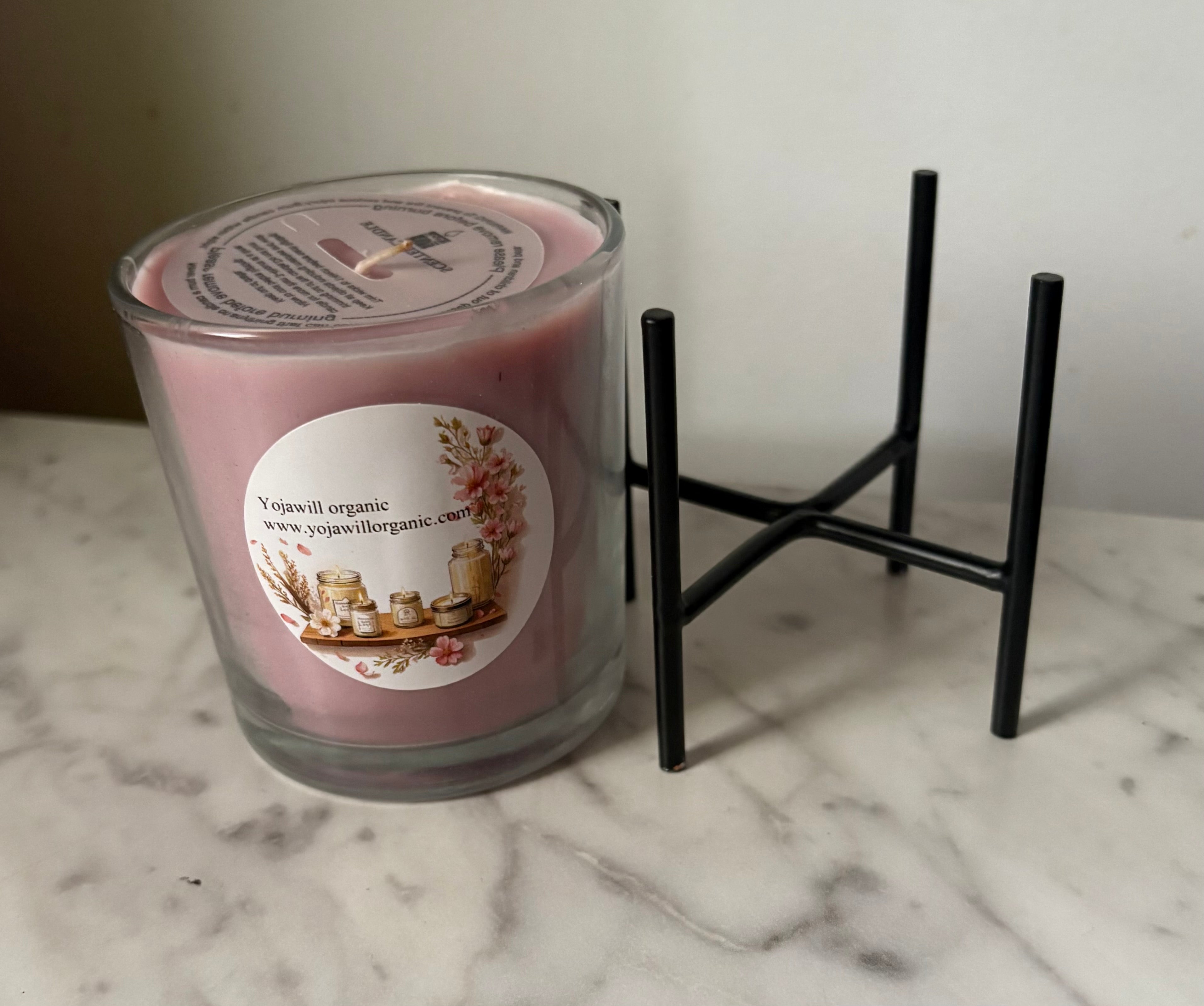 Yojawill Organic Glass Cup Candle with Stand — Hand Poured