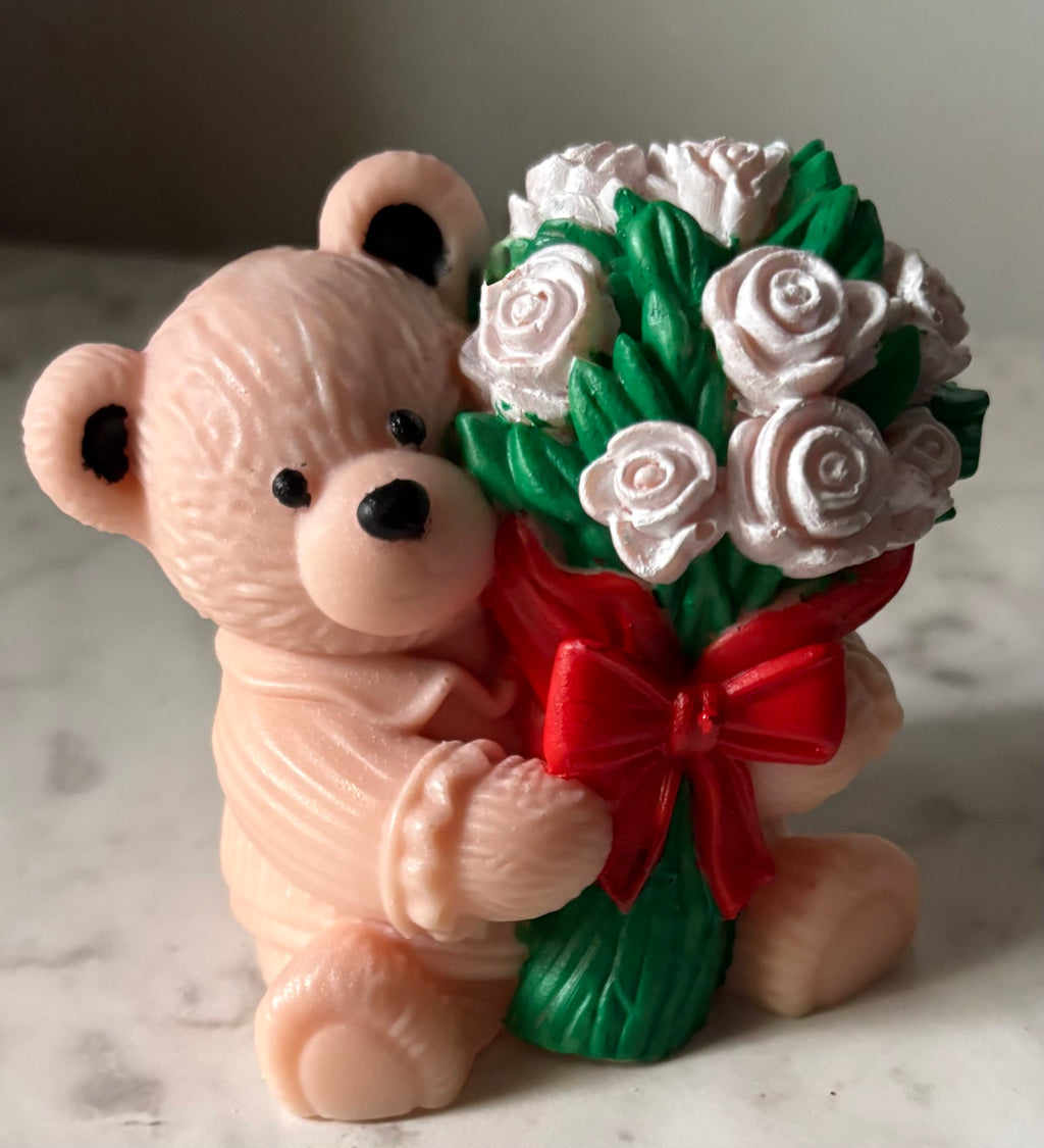 Handpainted Rose Bear Candle | Yojawill Organic
