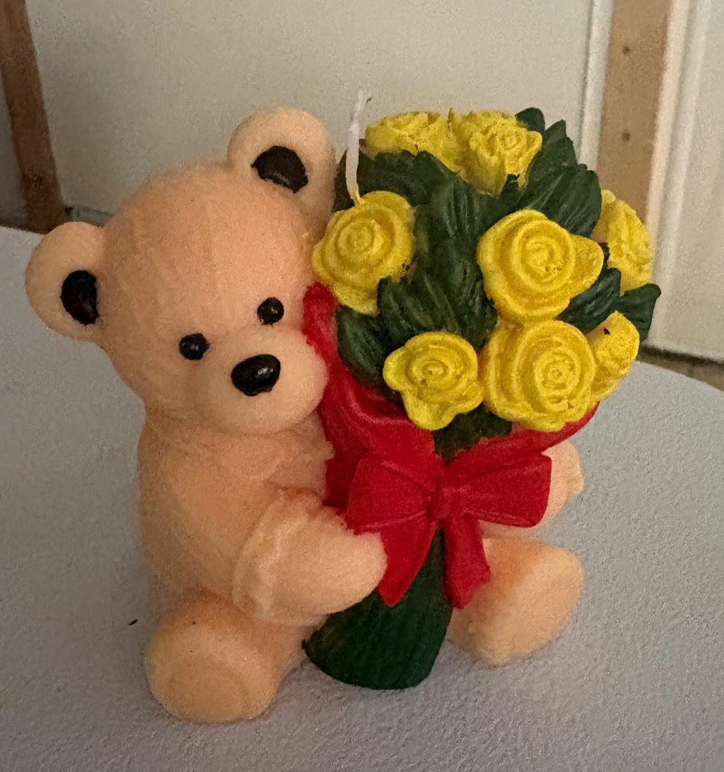 Handpainted Rose " Only" Bear Candle | Yojawill Organic