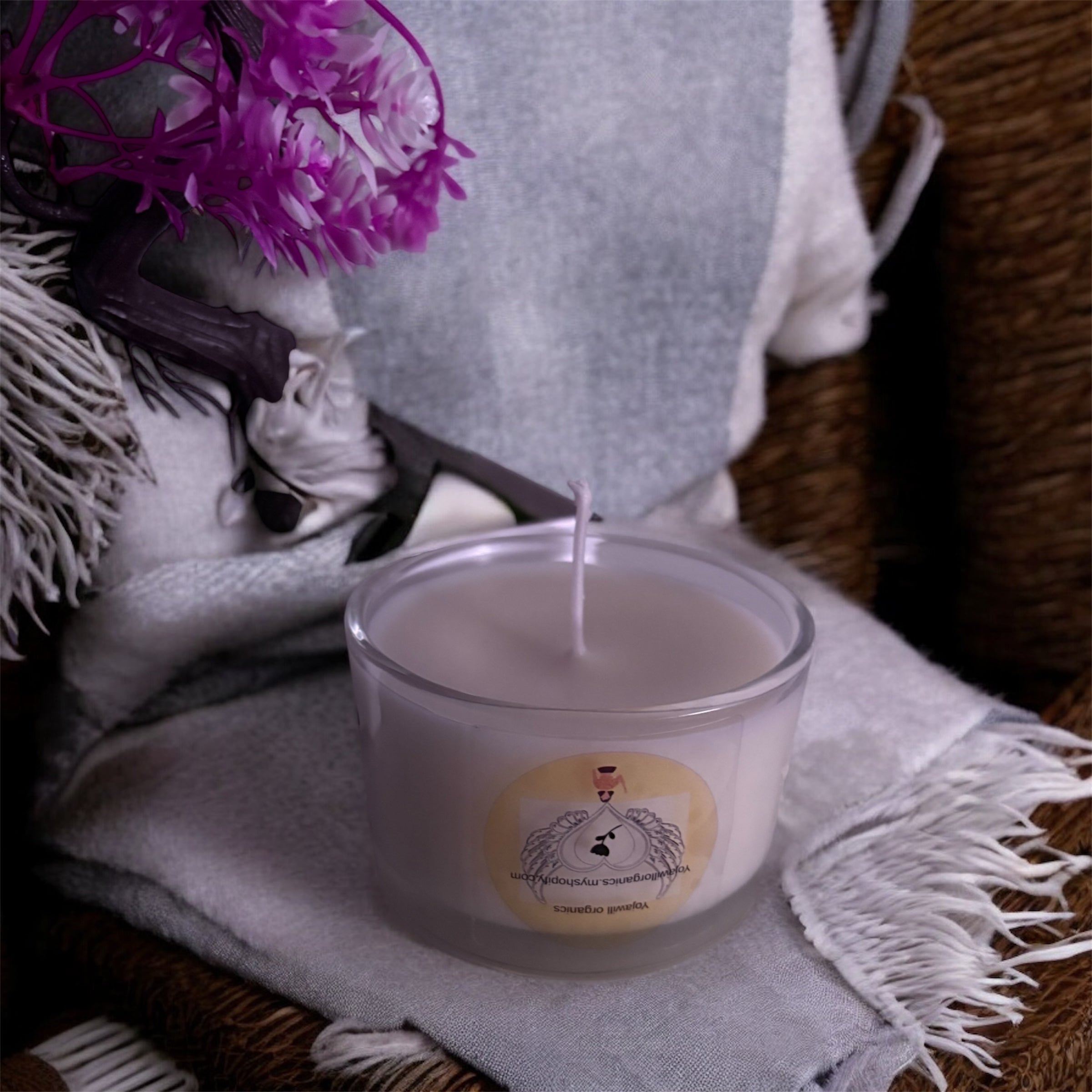 Yojawill Organic Small Glass Soy Candle Hand Poured