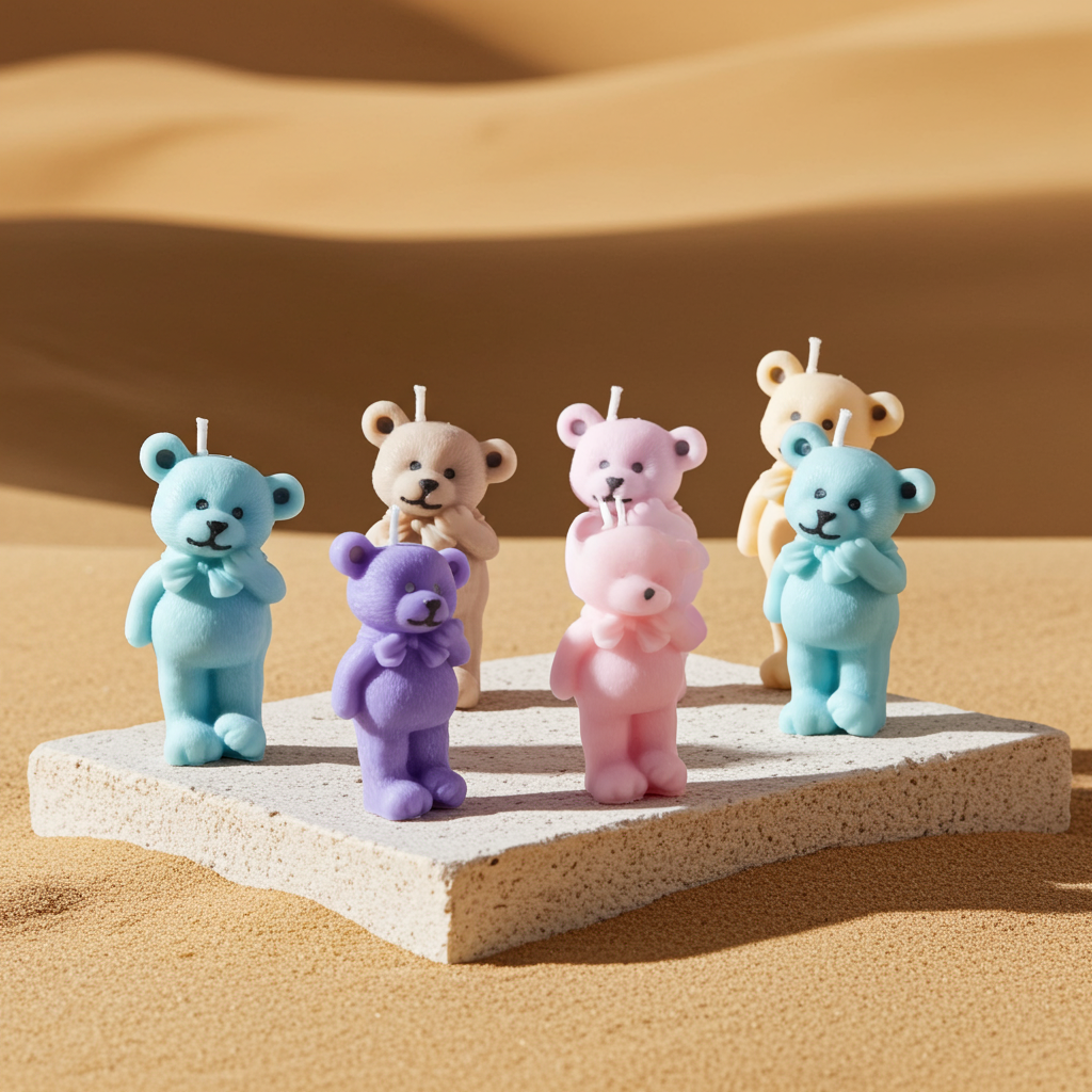 Yojawill Organic Set of 3 Bear Soy Candles Hand Poured
