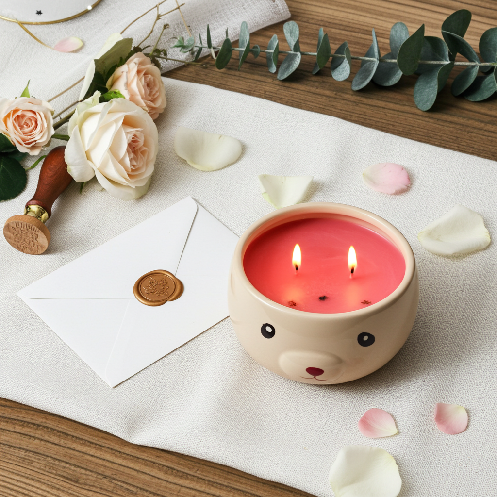 Yojawill Organic Fall Bear Soy Candle Hand Poured