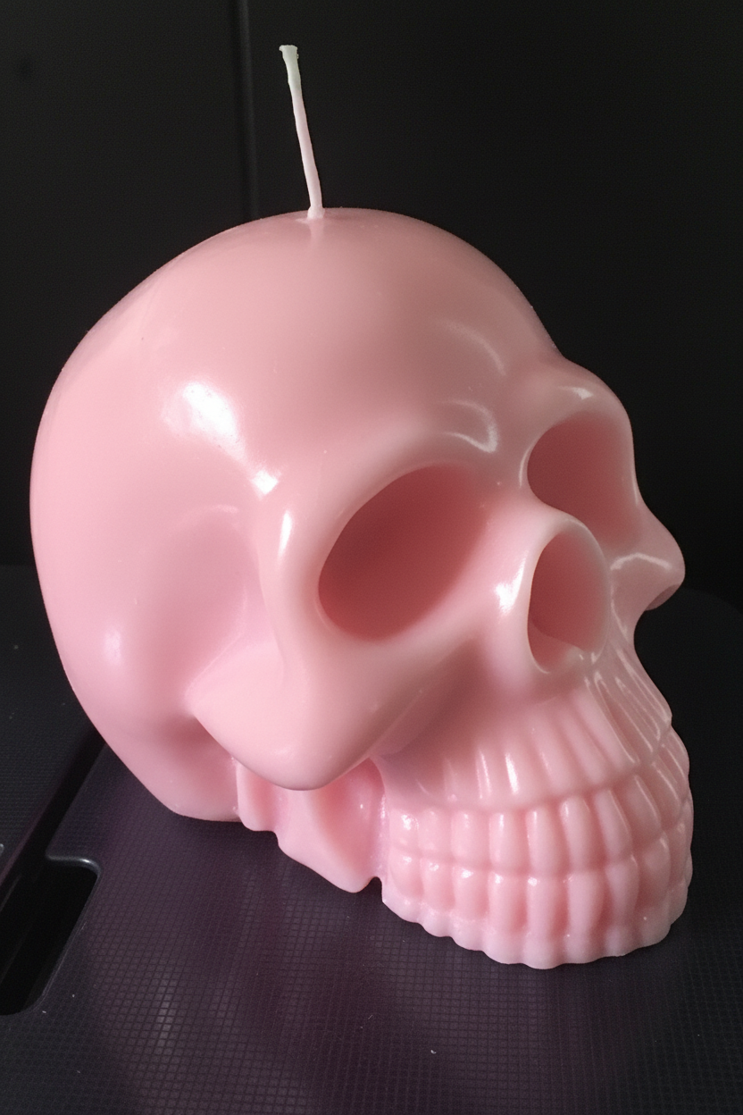 Light Pink Skull Candle