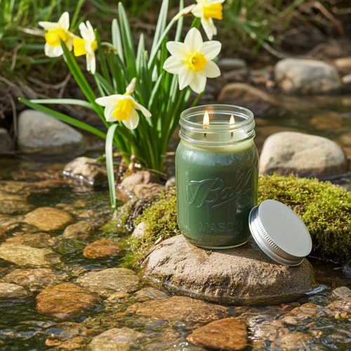 Large Mason Jar Soy Candle — Hand-Poured Organic Wax, Reusable Jar