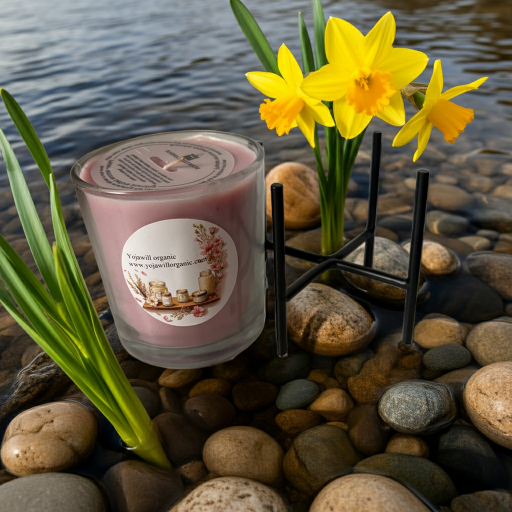 Yojawill Organic Glass Cup Candle with Stand — Hand Poured