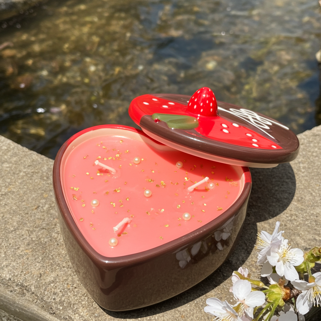 Yojawill Organic Sweetheart Strawberry Soy Candle Hand Poured